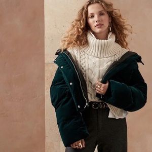 NWT! Banana Republic Gift Green Snowdon Velvet Puffer Coat